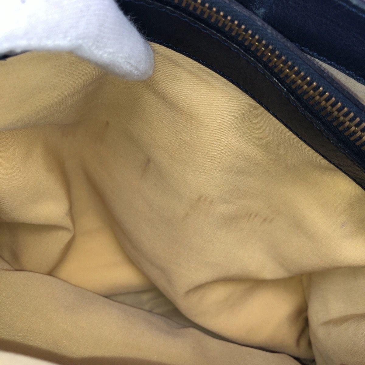 Versace Greca Medusa Chain Shoulder Bag Tote Navy Gold Leather — view 6