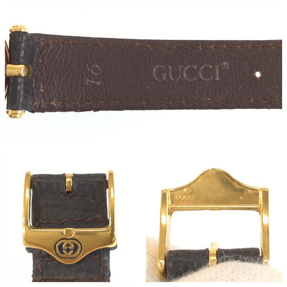 Gucci Vintage Sherry Line Embossed Watch Brown Gold Plated Leather — view 7