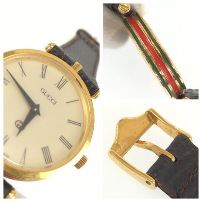 Gucci Vintage Sherry Line Embossed Watch Brown Gold Plated Leather — view 8