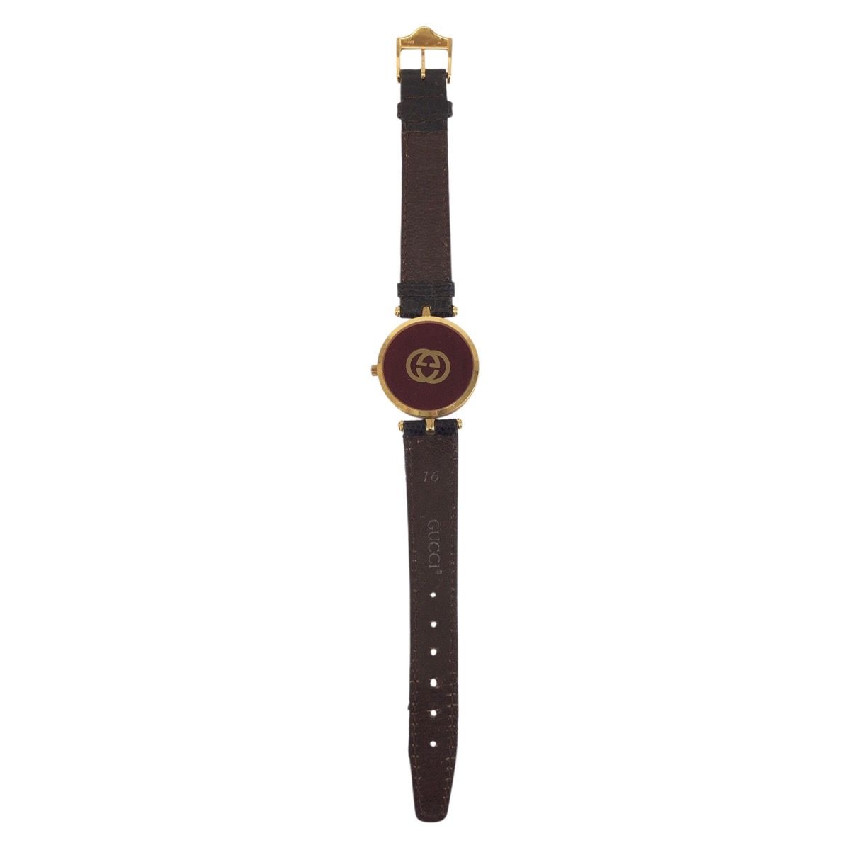Gucci Vintage Sherry Line Embossed Watch Brown Gold Plated Leather — view 3