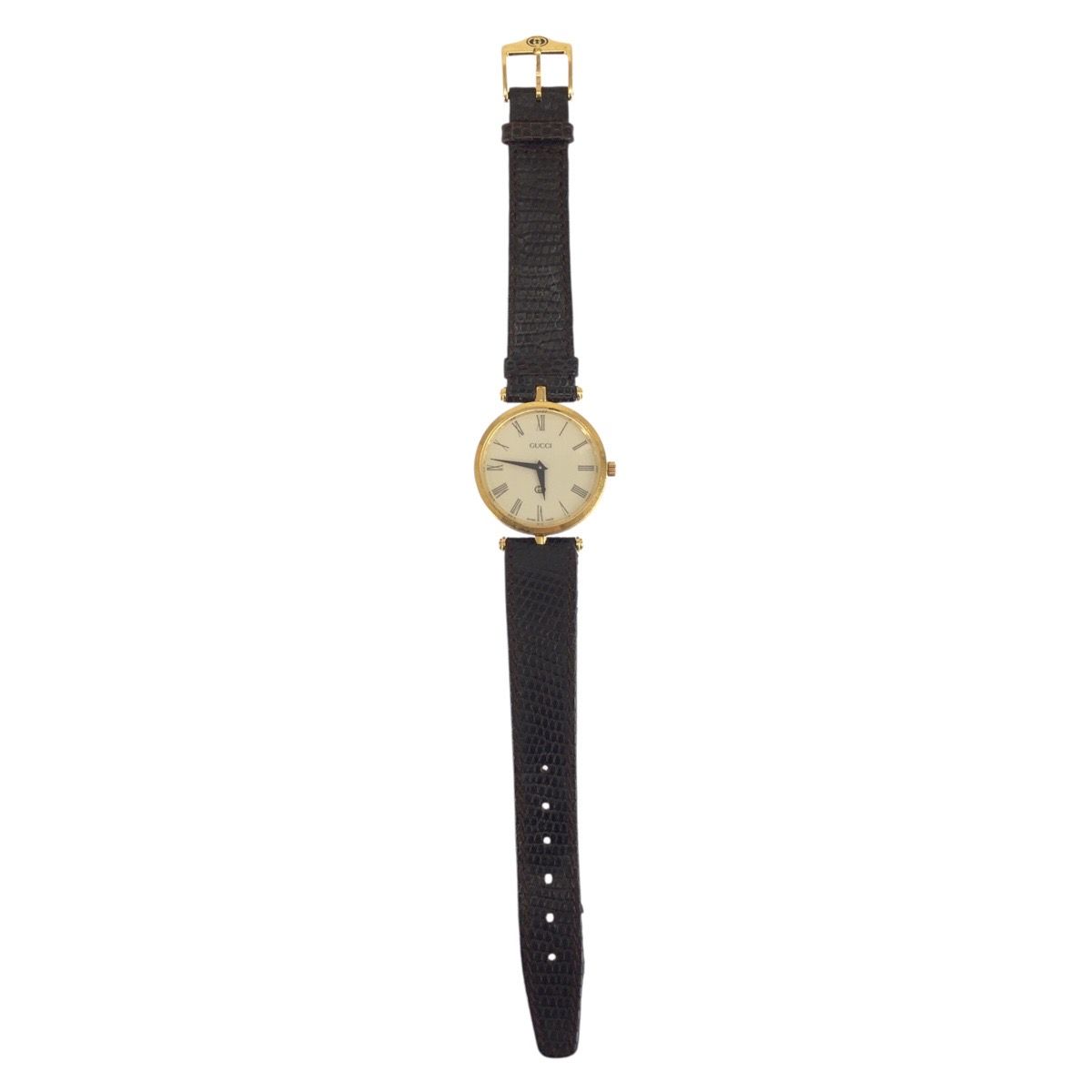 Gucci Vintage Sherry Line Embossed Watch Brown Gold Plated Leather — view 2