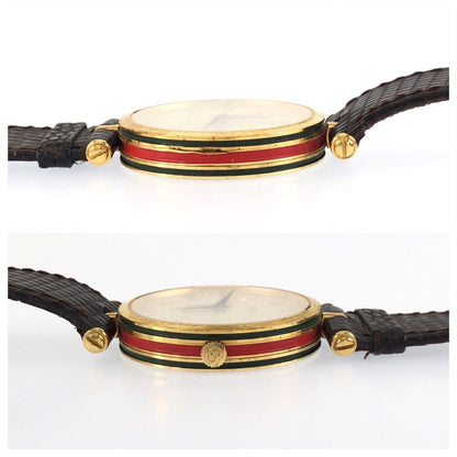 Gucci Vintage Sherry Line Embossed Watch Brown Gold Plated Leather — view 6