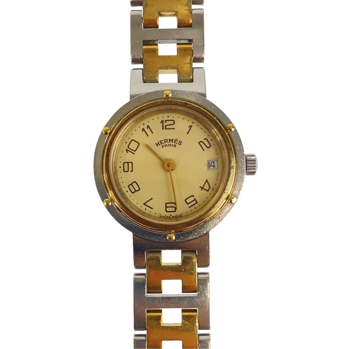 Hermes Clipper Watch Gold Silver Stainless Steel