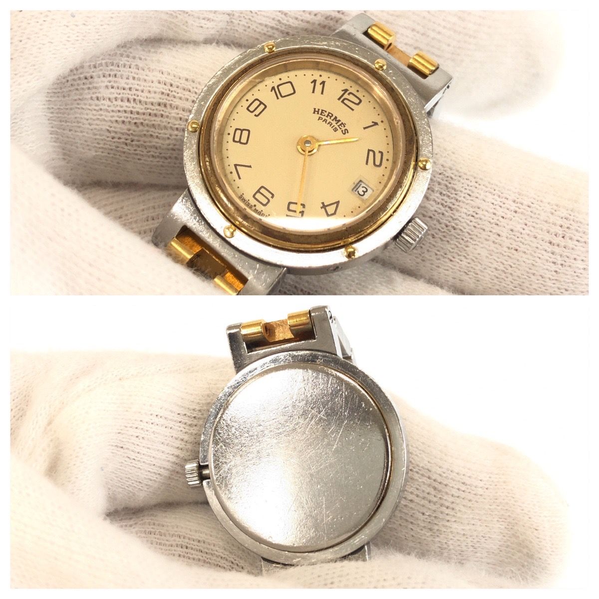 Hermes Clipper Watch Gold Silver Stainless Steel — view 6