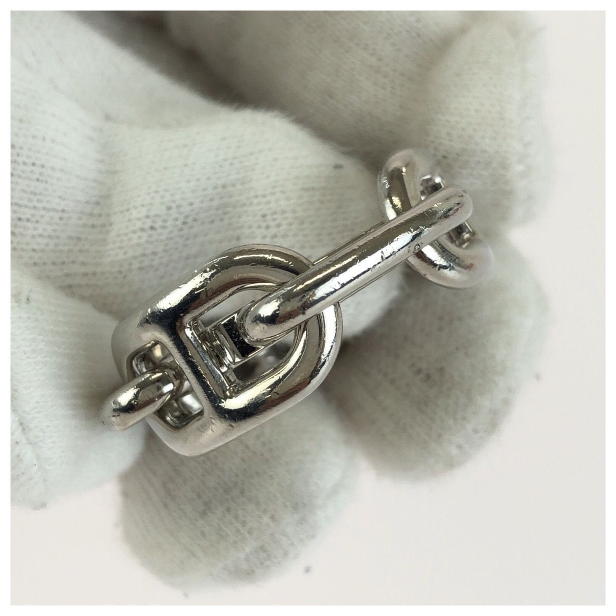 Hermes Chaine D'ancre Legato Scarf Ring Silver Brass — view 4