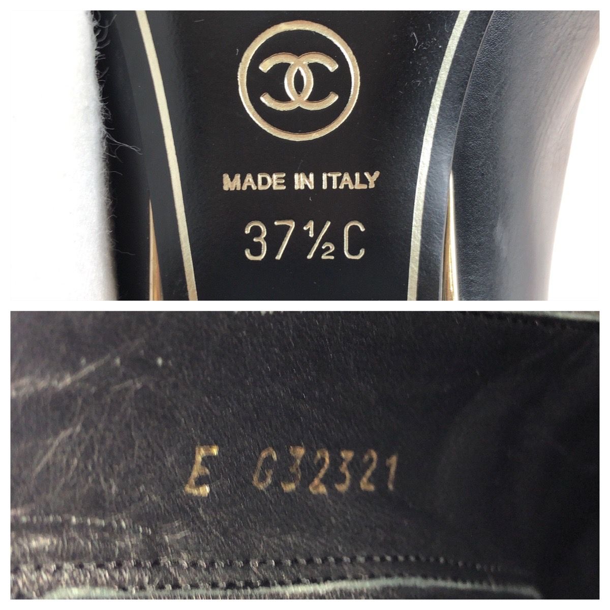 Chanel CC Logo Ankle Boots Heels Black Gold Leather — view 7