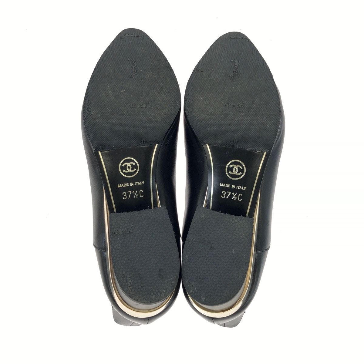 Chanel CC Logo Ankle Boots Heels Black Gold Leather — view 6