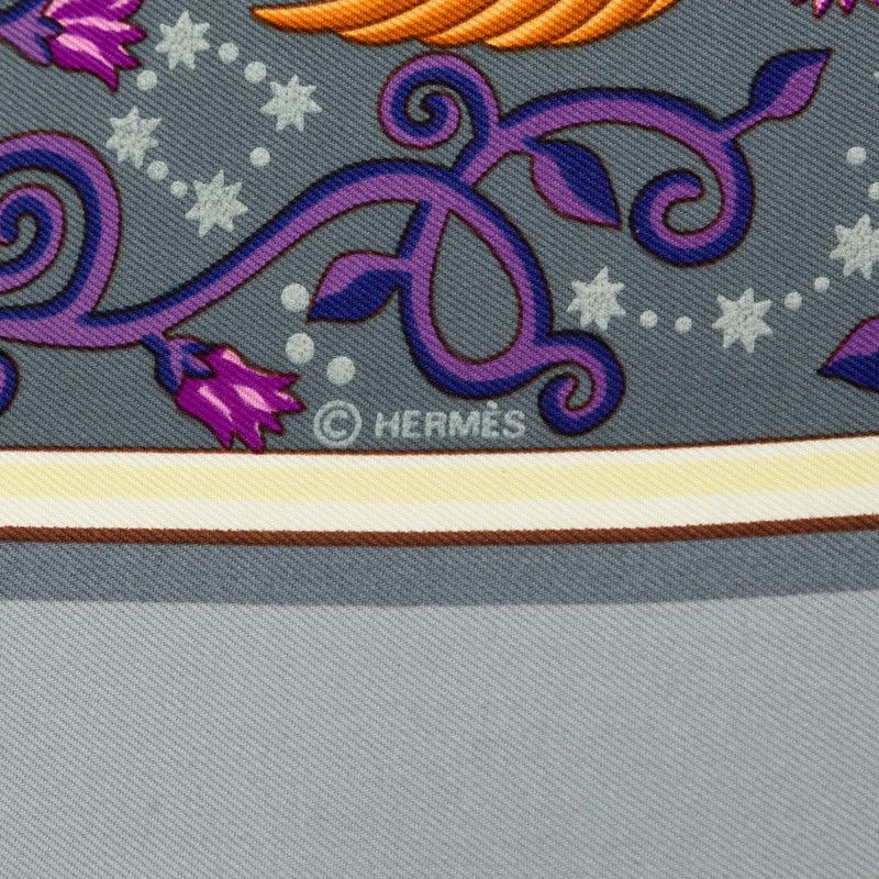 Hermes Carre 90 World Map Scarf Gray Orange Multicolor Silk — view 5