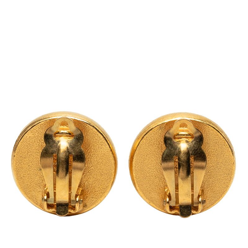 Chanel CC Logo Vintage Earrings 94P Gold Plated Faux Pearl — view 2