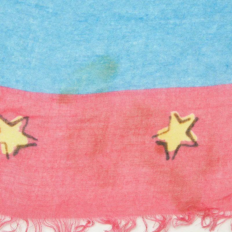 Gucci Eye Motif Shawl Large Blue Multicolor Rayon Silk Scarf — view 3