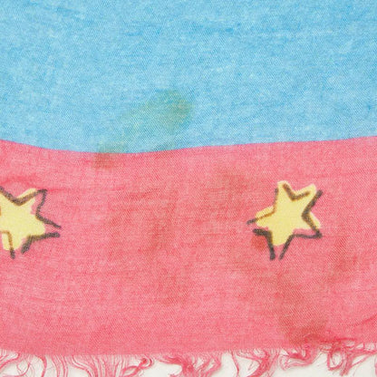 Gucci Eye Motif Shawl Large Blue Multicolor Rayon Silk Scarf — view 3