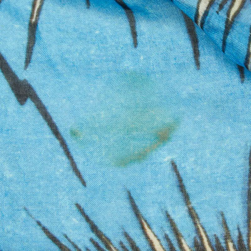 Gucci Eye Motif Shawl Large Blue Multicolor Rayon Silk Scarf — view 4