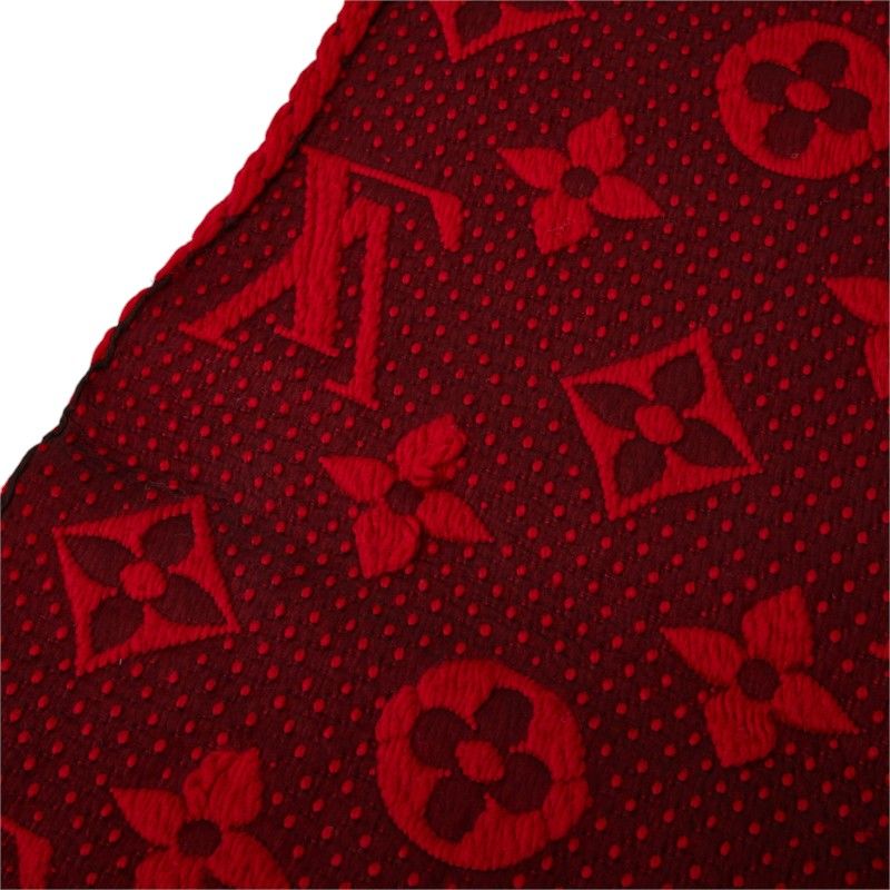 Louis Vuitton Logomania Scarf Red Wool Silk — view 3