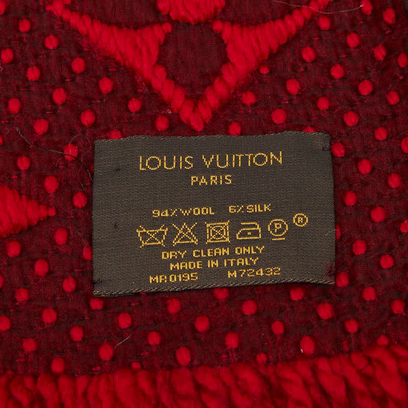 Louis Vuitton Logomania Scarf Red Wool Silk — view 4