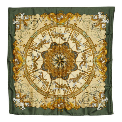 Hermes Carre 90 Luna Park Amusement Scarf Large Green Multicolor Silk