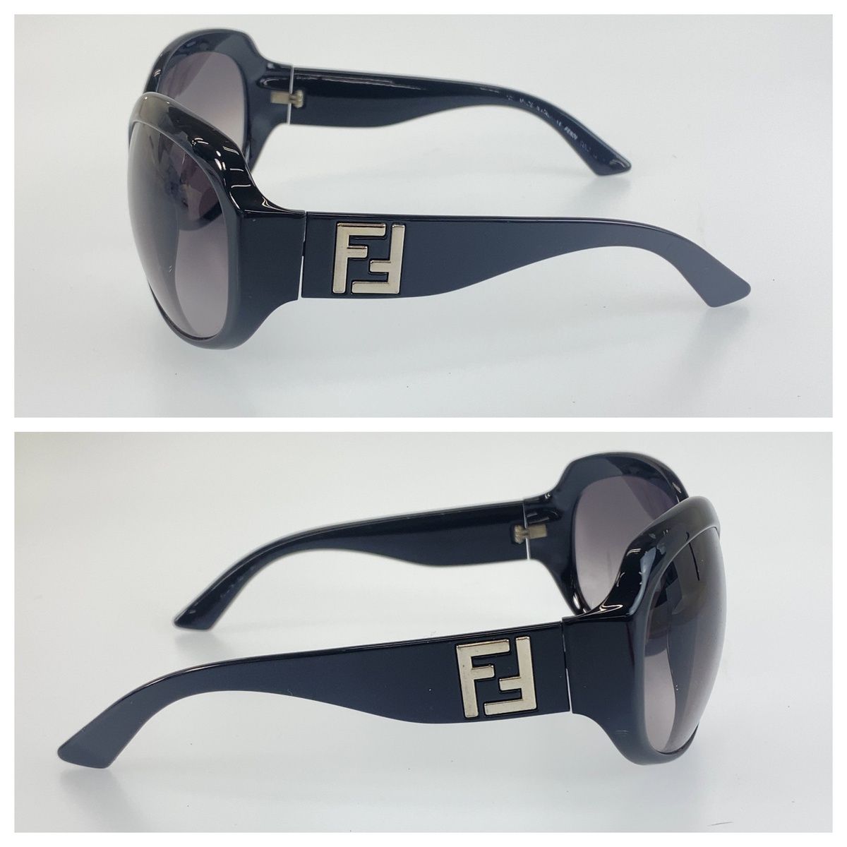 Fendi FF Logo Sunglasses Black Silver Acetate Eyewear — view 7