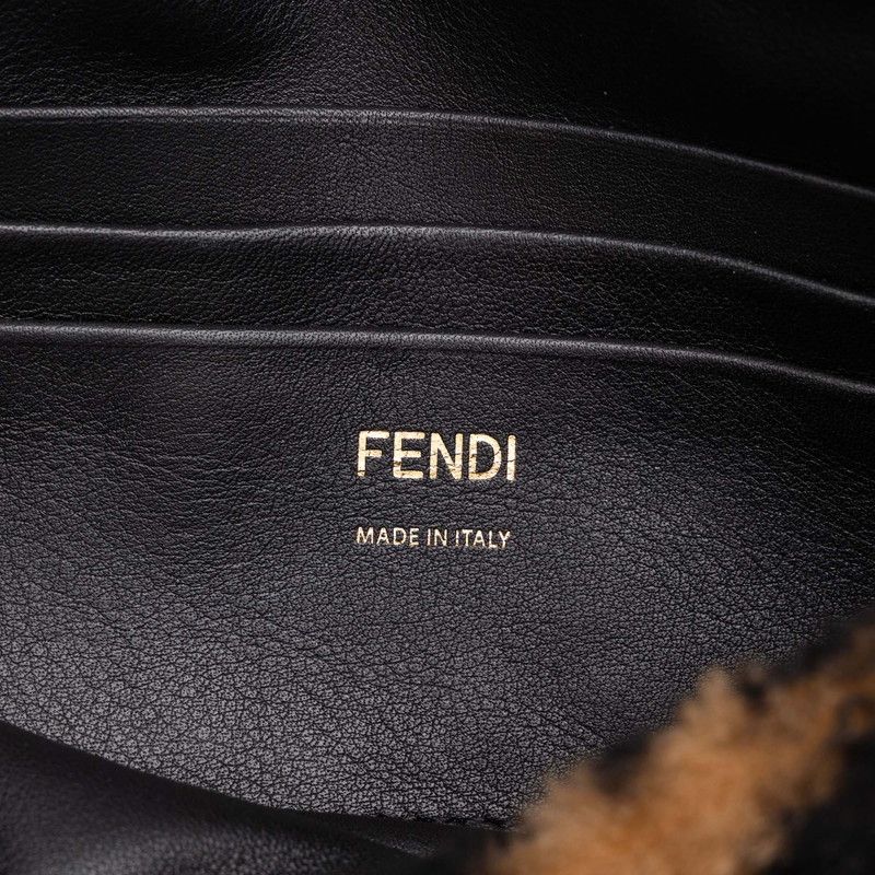 Fendi Zucca Mamma Bucket Chain Shoulder Bag Brown Black Fur Leather — view 5