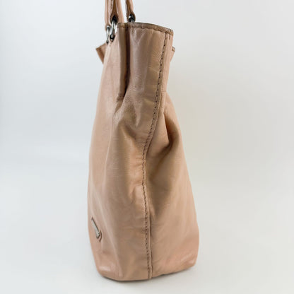 Prada Triangle Logo Soft Leather 2-Way Shoulder Bag Pink Beige Vintage — view 5