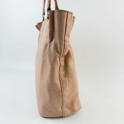Prada Triangle Logo Soft Leather 2-Way Shoulder Bag Pink Beige Vintage — view 4