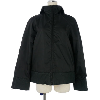 Miu Miu Zip Up Jacket Hooded Padded Sleeve Zip Contrast Black 40