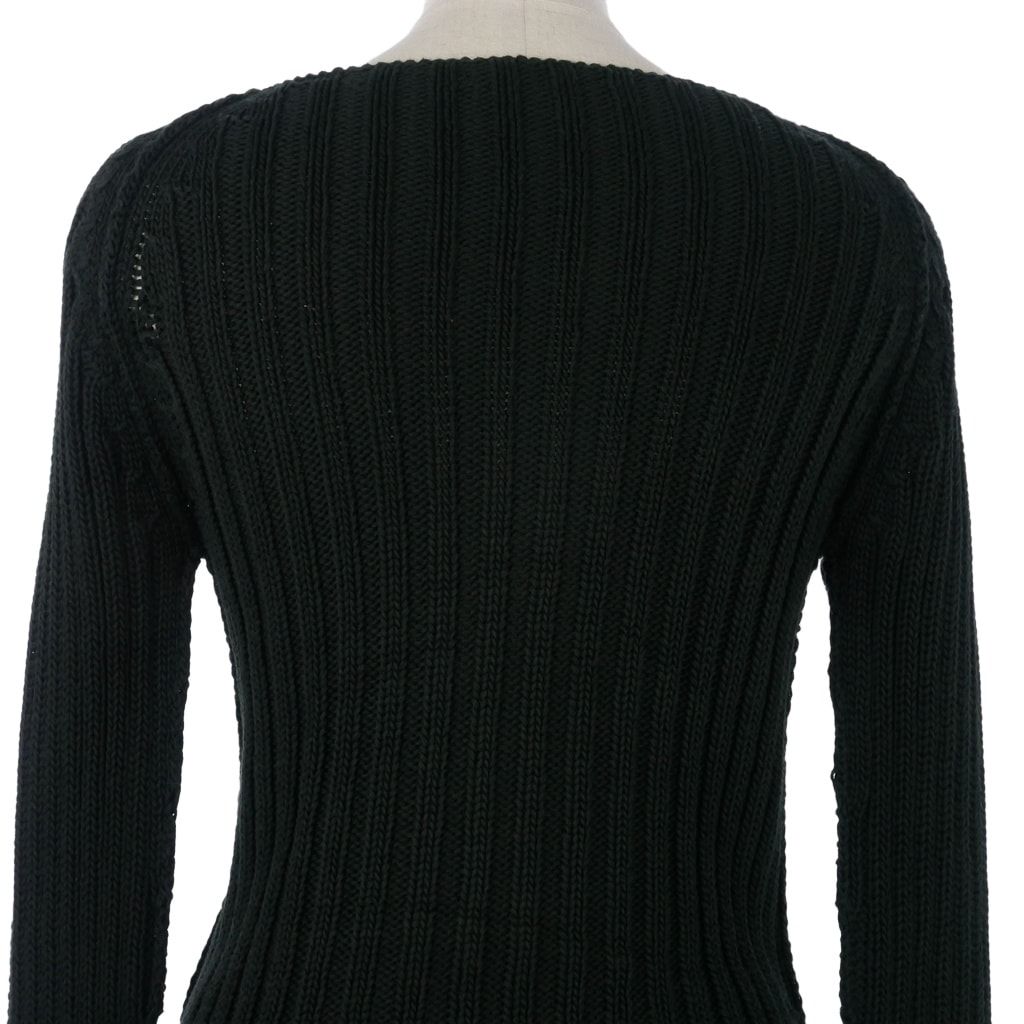 Gucci Knit Sweater Boat Neck Ribbed Raglan Long Sleeve Cotton Black S — view 5