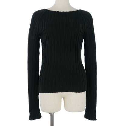 Gucci Knit Sweater Boat Neck Ribbed Raglan Long Sleeve Cotton Black S