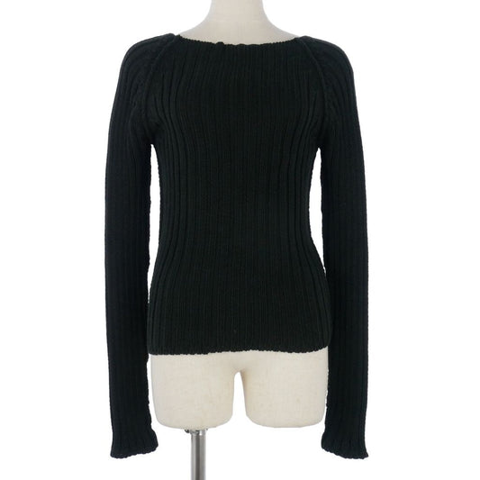 Gucci Knit Sweater Boat Neck Ribbed Raglan Long Sleeve Cotton Black S