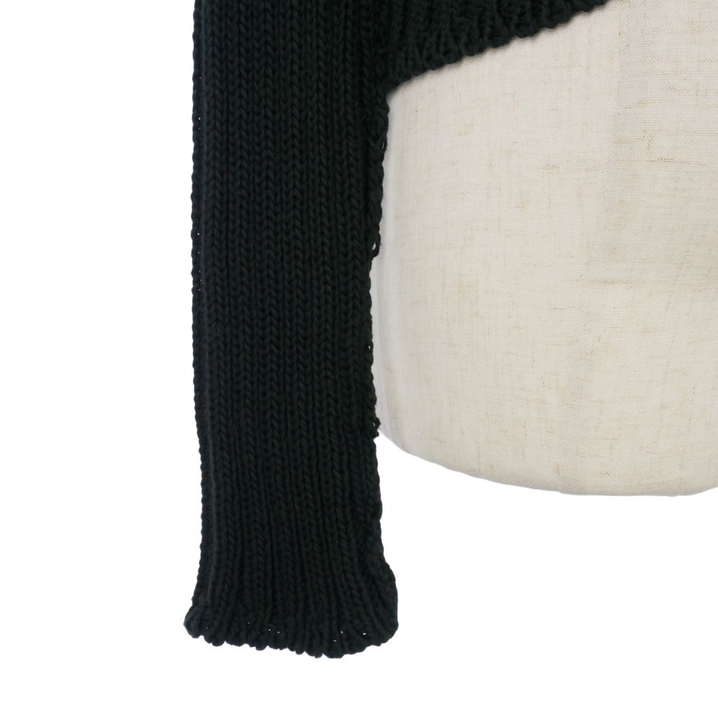 Gucci Knit Sweater Boat Neck Ribbed Raglan Long Sleeve Cotton Black S — view 6