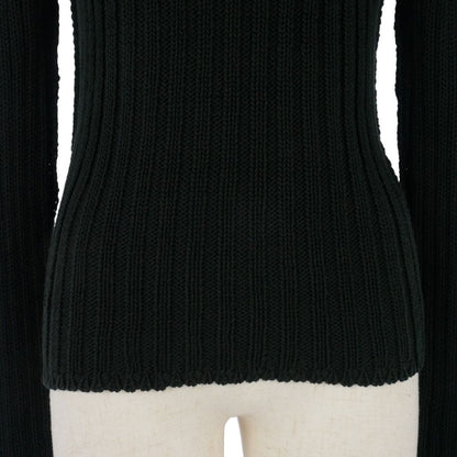 Gucci Knit Sweater Boat Neck Ribbed Raglan Long Sleeve Cotton Black S — view 3