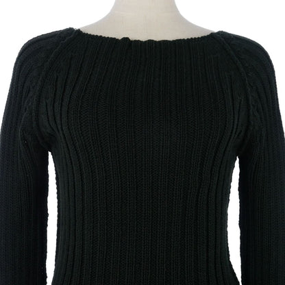 Gucci Knit Sweater Boat Neck Ribbed Raglan Long Sleeve Cotton Black S — view 2