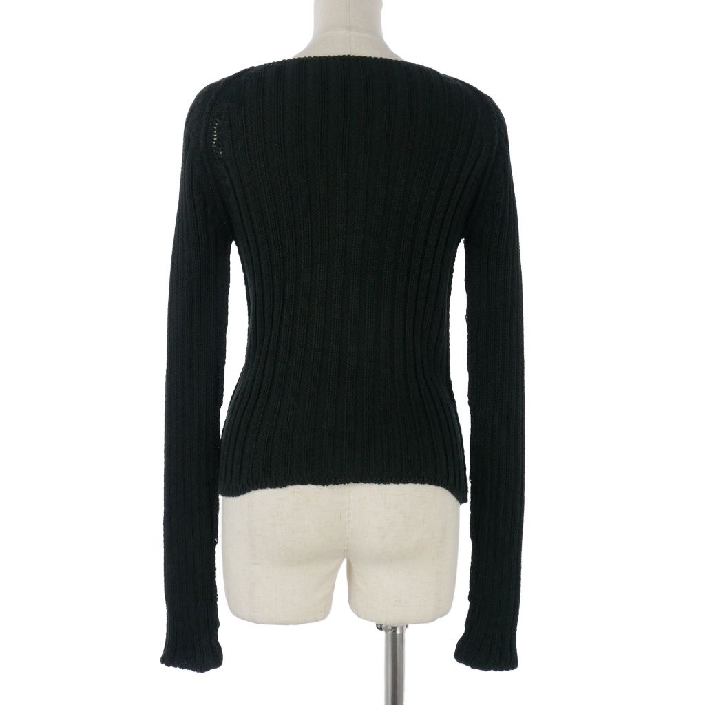 Gucci Knit Sweater Boat Neck Ribbed Raglan Long Sleeve Cotton Black S — view 4