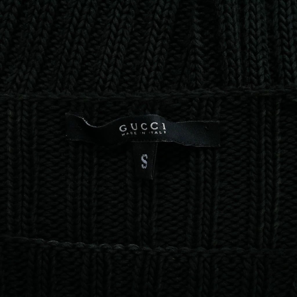Gucci Knit Sweater Boat Neck Ribbed Raglan Long Sleeve Cotton Black S — view 7