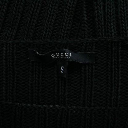 Gucci Knit Sweater Boat Neck Ribbed Raglan Long Sleeve Cotton Black S — view 7