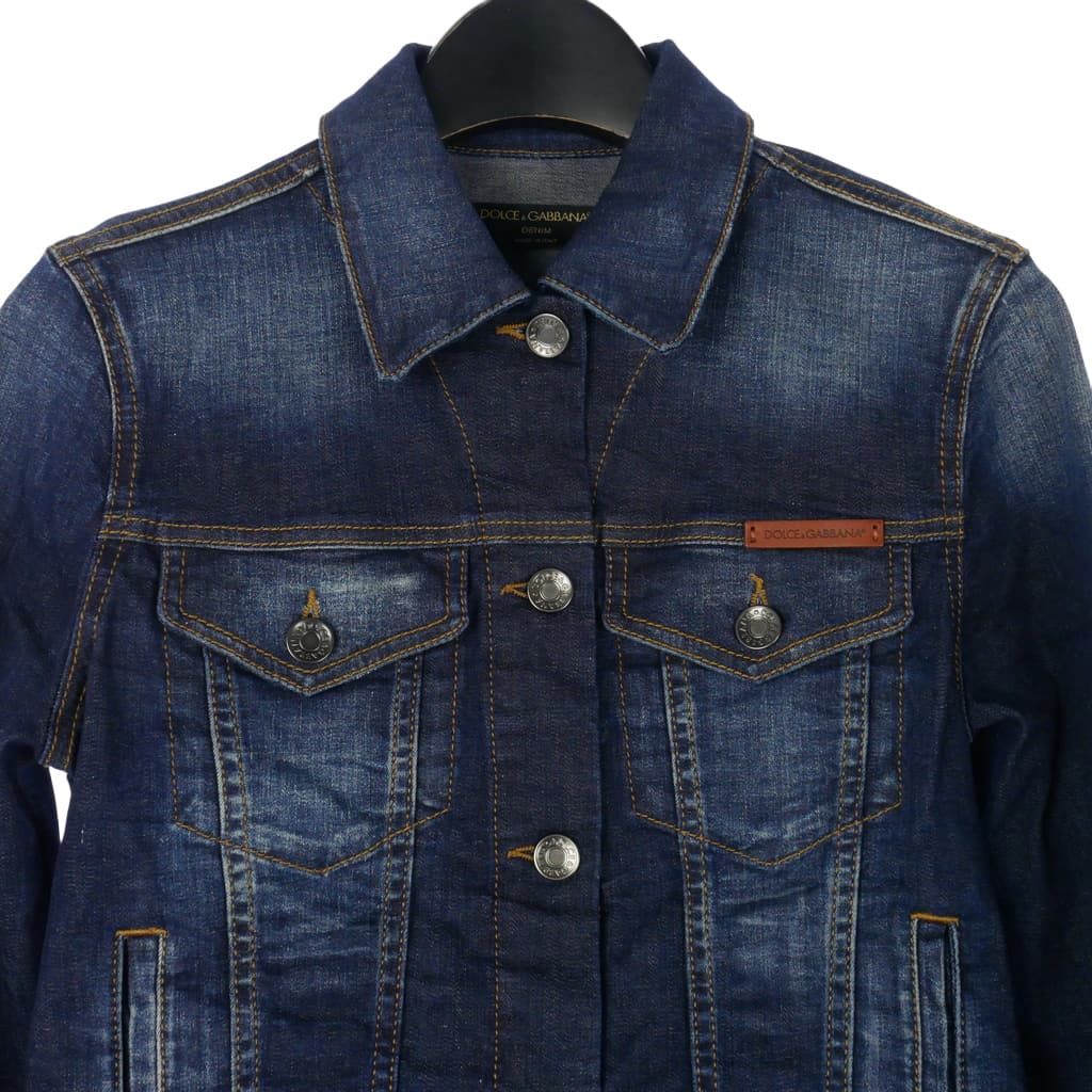 Dolce & Gabbana Denim Jacket Cropped Short Length Long Sleeve Blue 38 — view 2