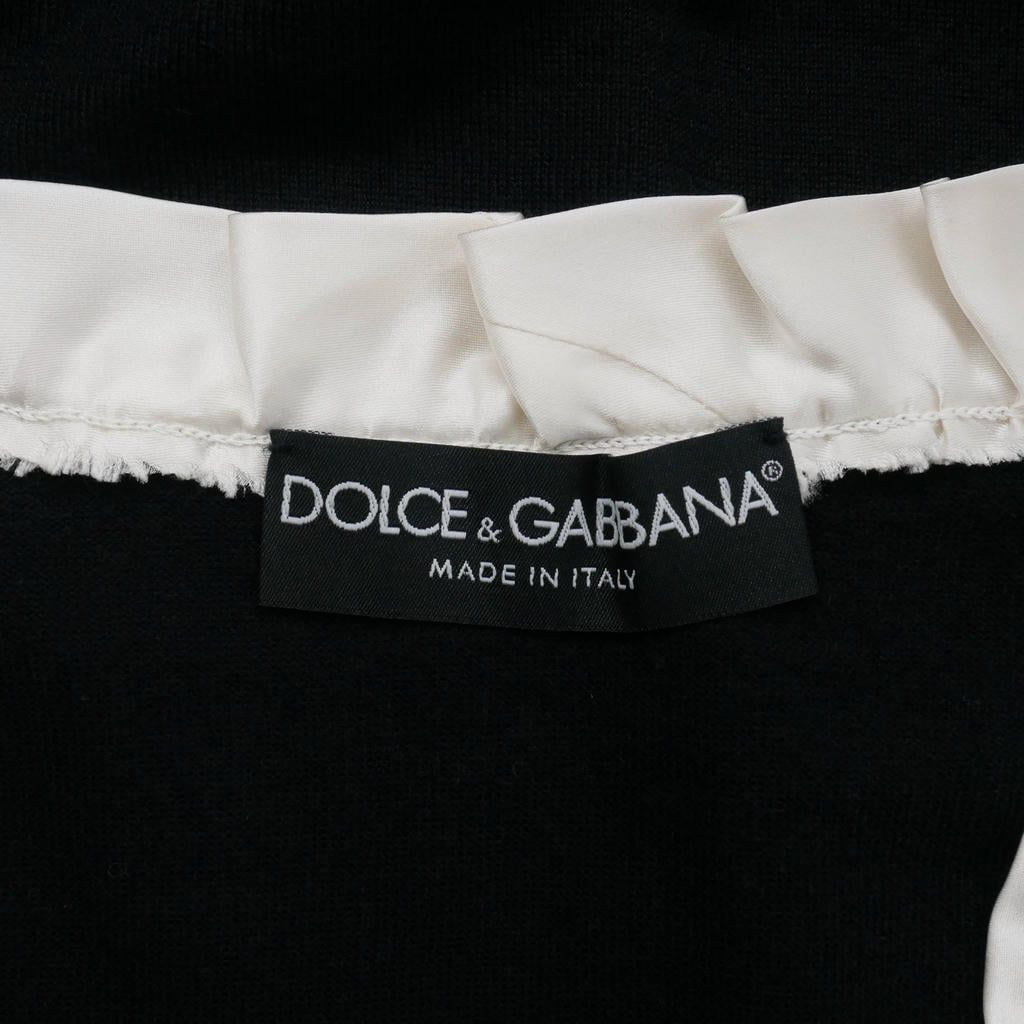 Dolce & Gabbana Sleeveless Knit Sweater Cashmere Silk Ruffle Black 36 — view 7