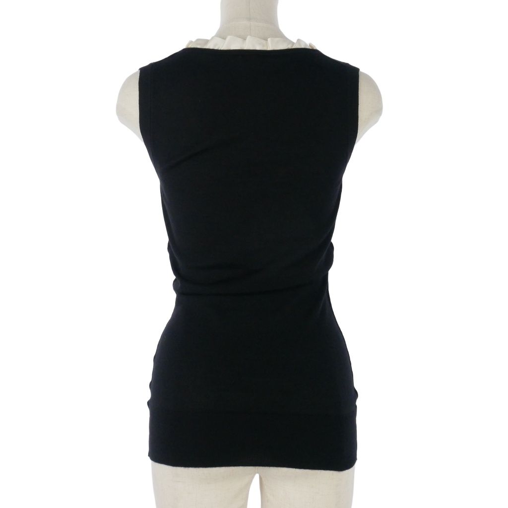 Dolce & Gabbana Sleeveless Knit Sweater Cashmere Silk Ruffle Black 36 — view 5