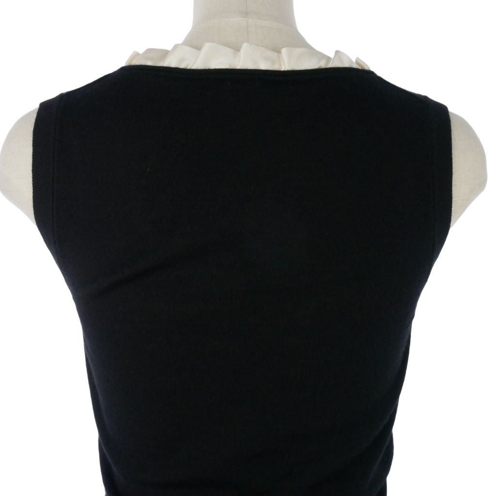 Dolce & Gabbana Sleeveless Knit Sweater Cashmere Silk Ruffle Black 36 — view 6