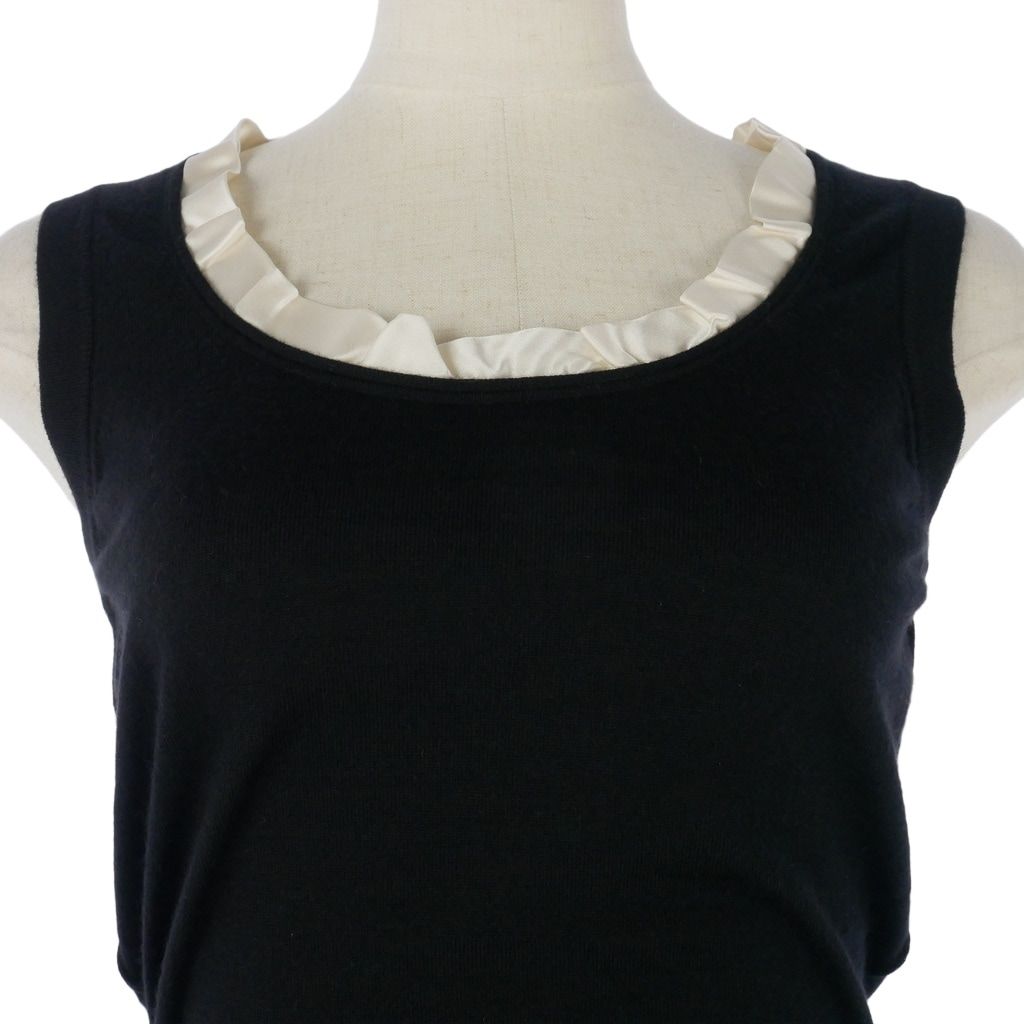 Dolce & Gabbana Sleeveless Knit Sweater Cashmere Silk Ruffle Black 36 — view 2
