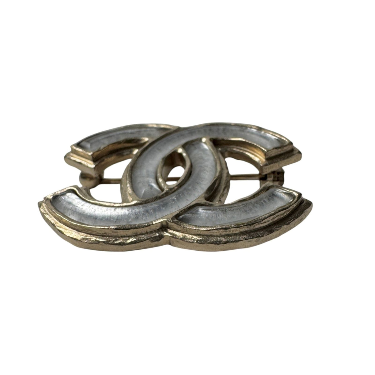 Chanel CC Logo Brooch Silver Gold — view 5