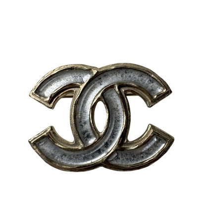 Chanel CC Logo Brooch Silver Gold