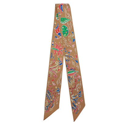 Hermes Twilly Spring Island Silk Brown Multicolor Scarf