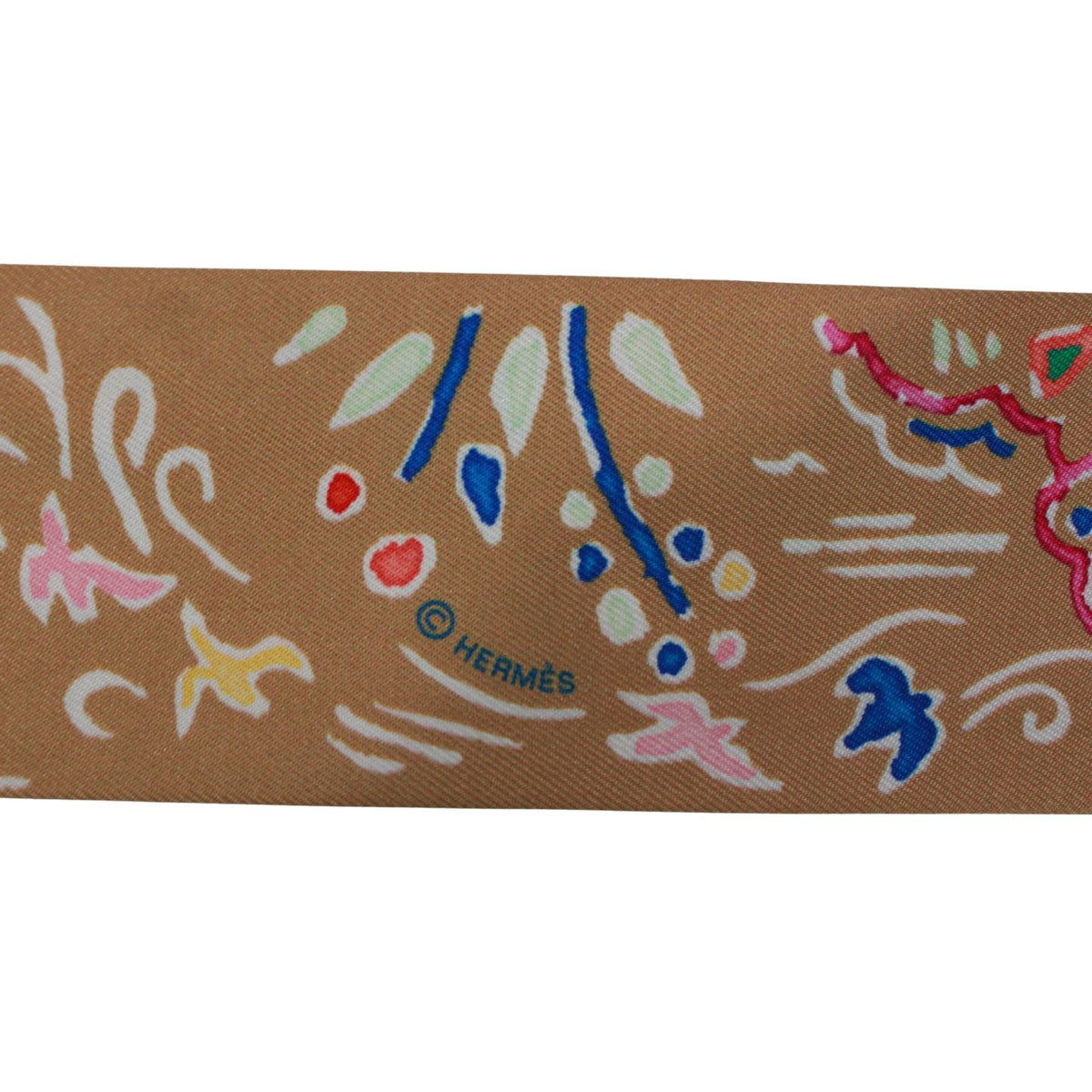 Hermes Twilly Spring Island Silk Brown Multicolor Scarf — view 5