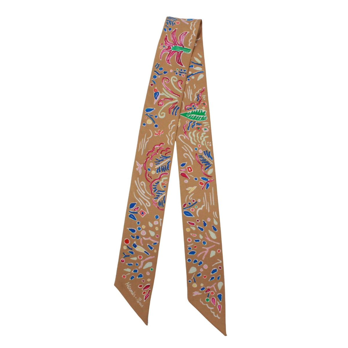 Hermes Twilly Spring Island Silk Brown Multicolor Scarf — view 2