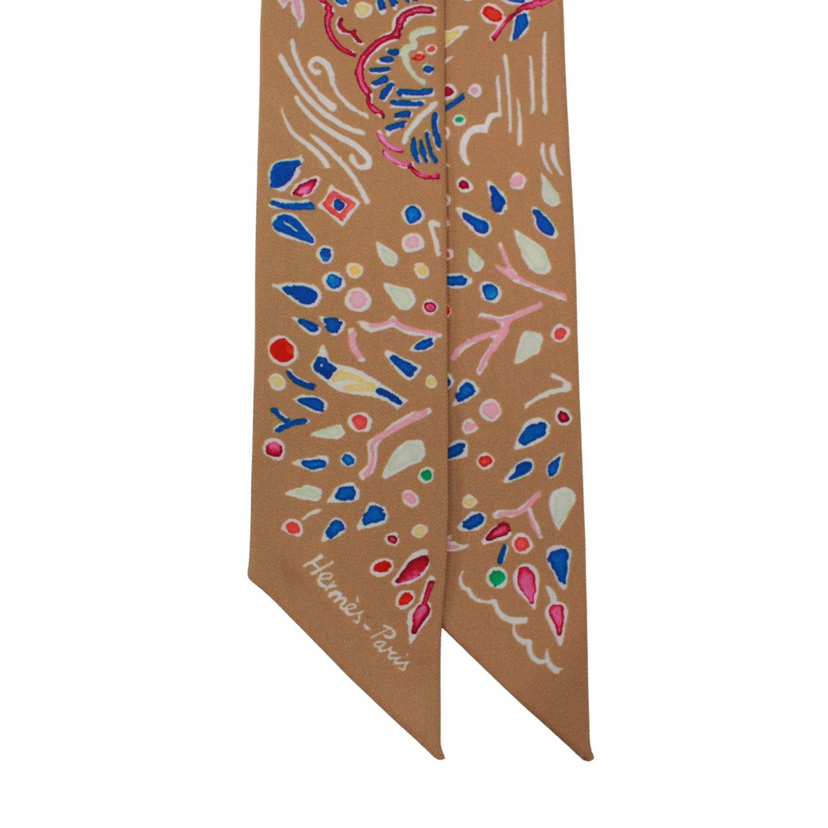 Hermes Twilly Spring Island Silk Brown Multicolor Scarf — view 3