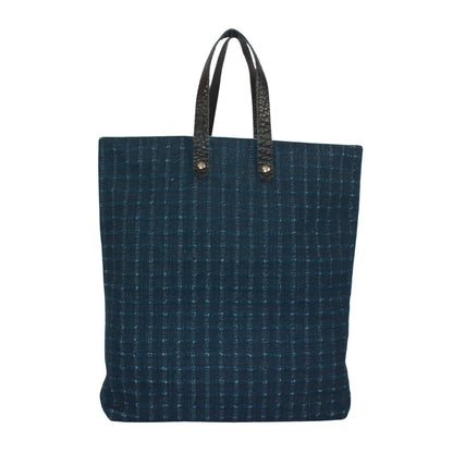 Hermes Amedaba GM Leather Canvas Navy Tote Bag Silver