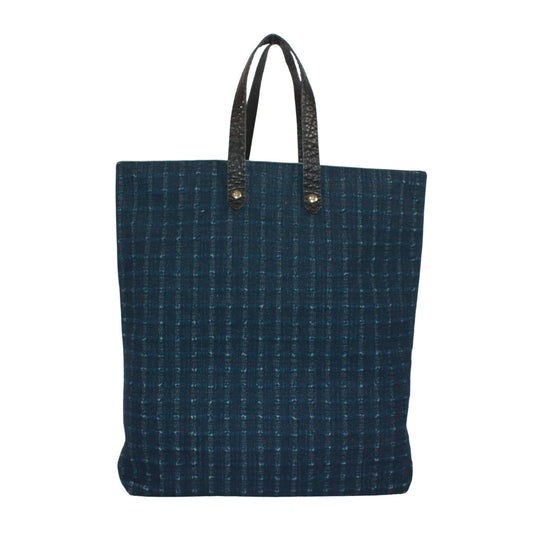 Hermes Amedaba GM Leather Canvas Navy Tote Bag Silver