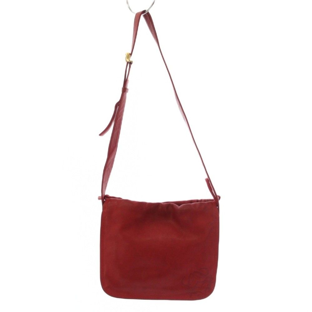 Loewe Vintage Anagram Shoulder Bag Leather Red
