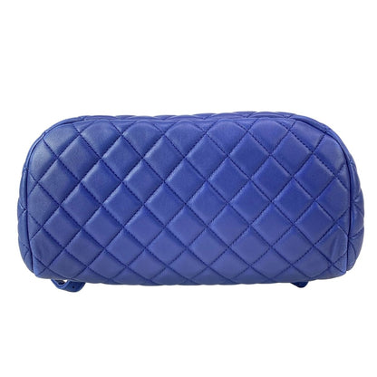 Chanel Backpack Quilted Blue Chain Shoulder Silver Drawstring Lambskin — view 5