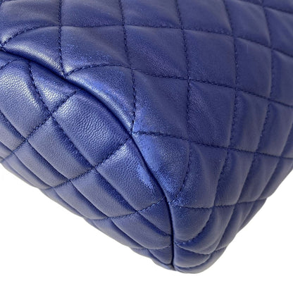 Chanel Backpack Quilted Blue Chain Shoulder Silver Drawstring Lambskin — view 6