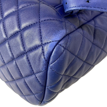 Chanel Backpack Quilted Blue Chain Shoulder Silver Drawstring Lambskin — view 8
